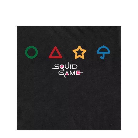 NETFLIX Men's Squid Game Colorful Symbols T-Shirt Size Large 42-44 NWT - Picture 2 of 3